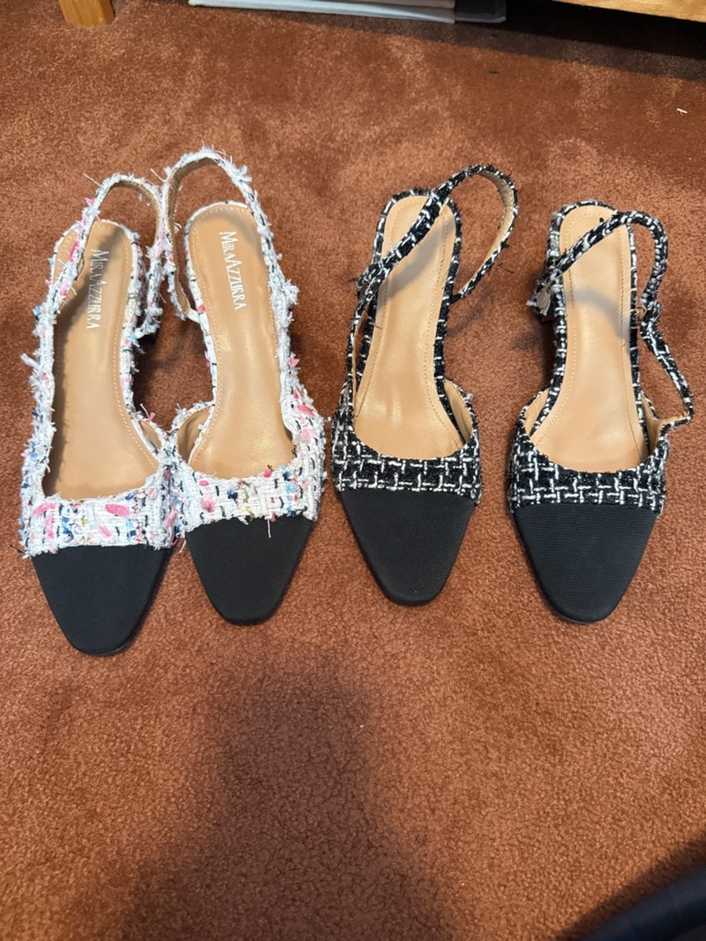 2 pairs Tweed Slingback Heels